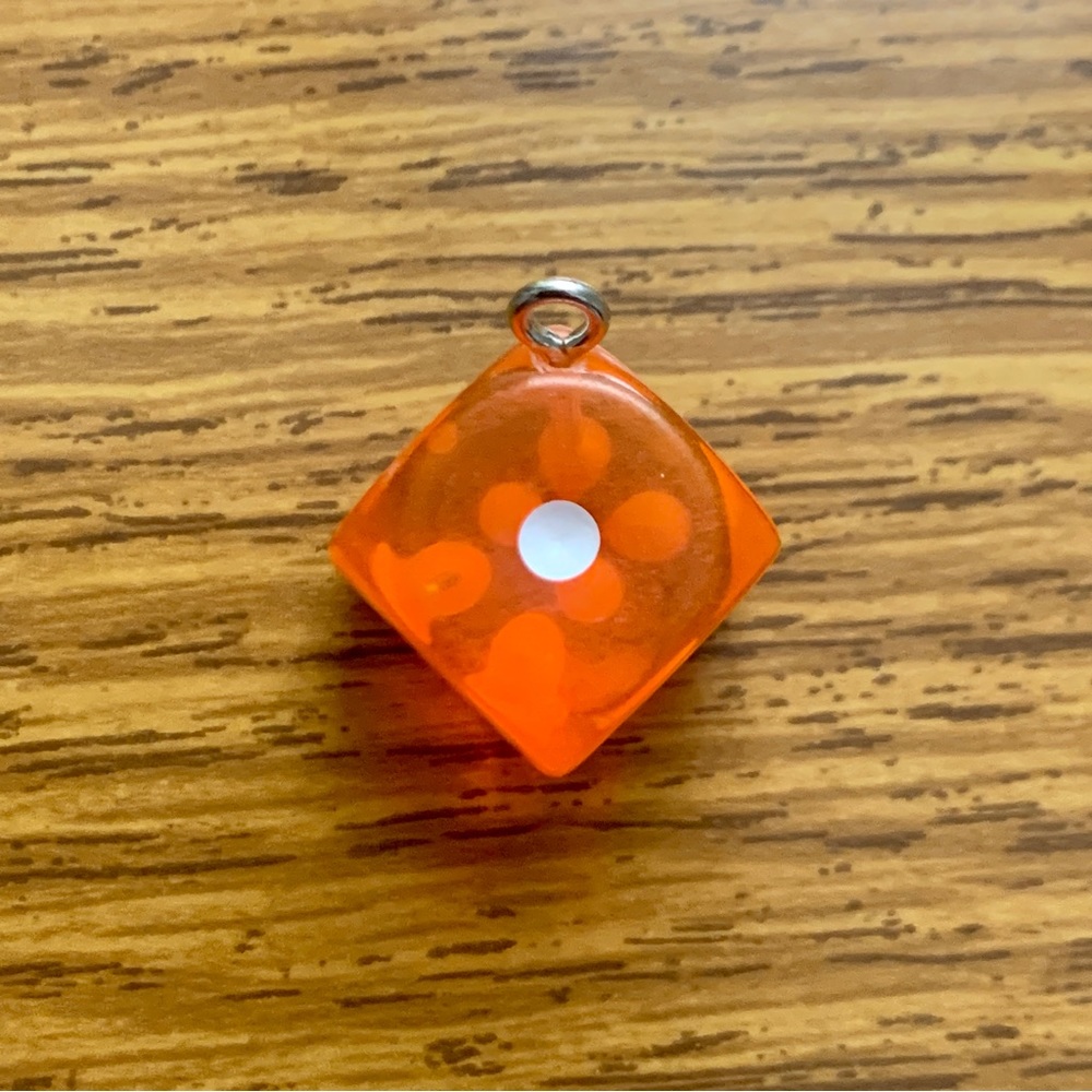 Single Orange Dice Charm Pendant - Picture 3 of 11